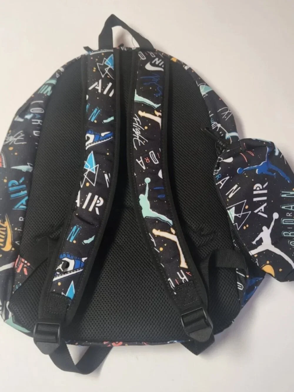 Nike Air Jordan Backpack All Over Print With Zip Pouch 9A0503-F69 Large Bag New